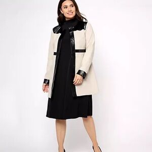 Dennis Basso Ponte Topper with Patent Textured Faux Leather Trim